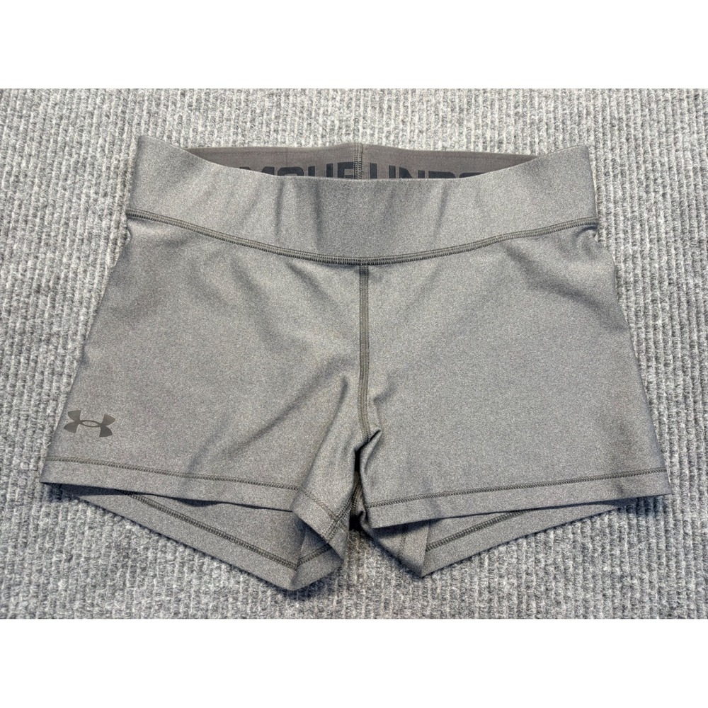 Under Armour HeatGear Compression Shorts Womens Large Gray 3 inch Inseam Gym